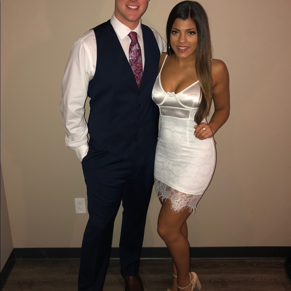 White satin bodycon dress